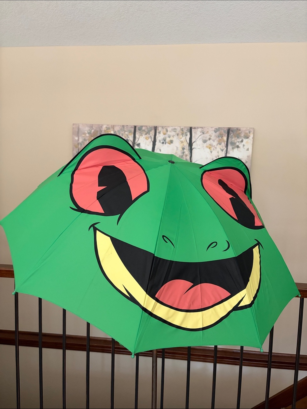 New Fun Bright Green Frog Umbrella UNISEX Adult Size
